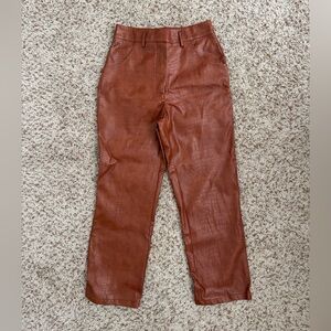 Skies Are Blue Brown Pleather Crocodile Pants